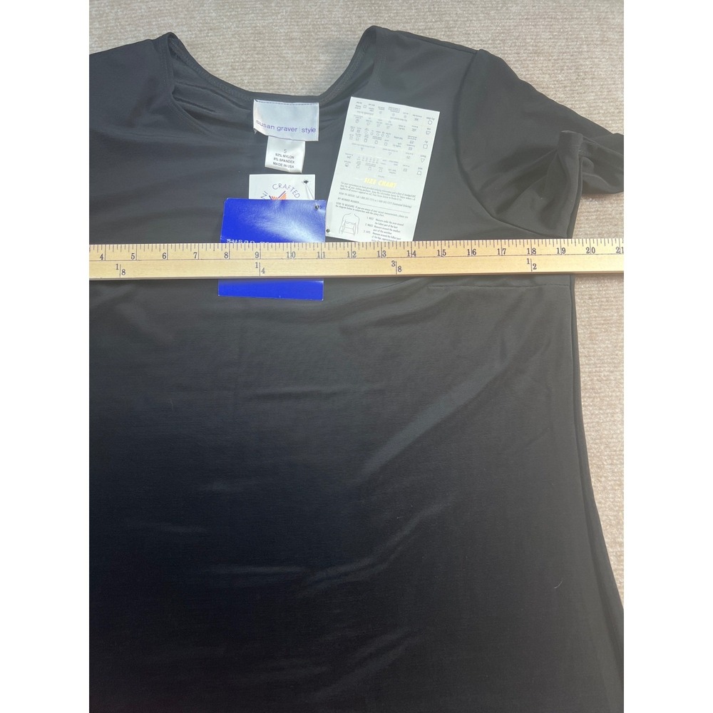 Susan Graver Style Black Short Sleeve Sheath Dress Size S NWT Made in USA - Picture 5 of 6
